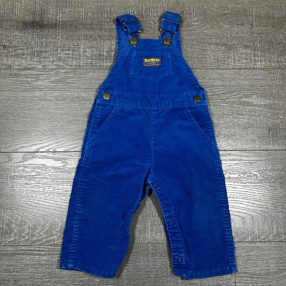 Vintage OshKosh Bgosh Royal Blue Corduroy Vestbak Overalls Made in USA 12 Months